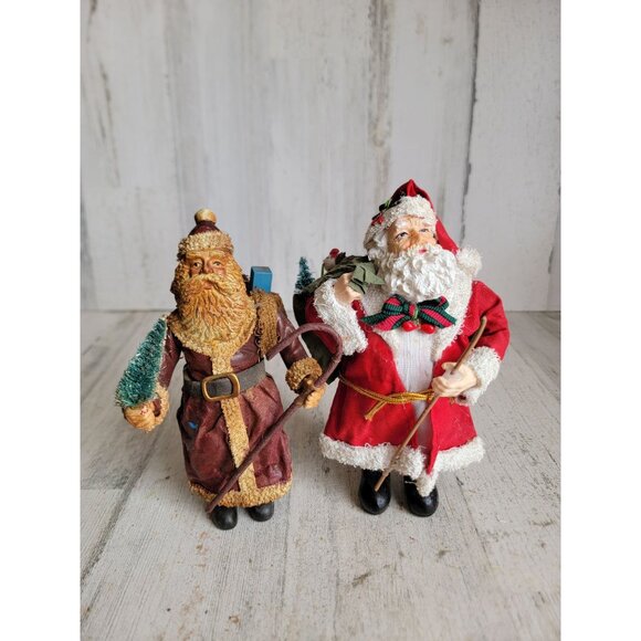 Santa Claus figure set cane vintage home decor Xmas tree - Picture 1 of 7